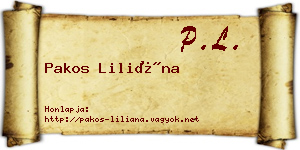 Pakos Liliána névjegykártya